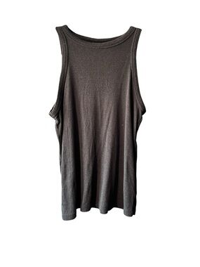 Rachel Zoe High Neck Black Ribbed Tank Top
